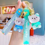 KY💕Cartoon Cute Jelly Bear Internet Celebrity Keychain New2023Creative Couple Bags Ornaments Car Key Chain WXNU