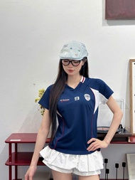 No. 9 soccer jersey, street retro style, sporty women's V-neck T-shirt