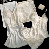 pakaian tidur lacy baju seksi menggoda su Serbuk krim suspender baju tidur pendek wanita Xia Bingsi 