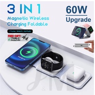 60W Wireless Charger 3 in 1 Magnetic Charger Foldable Fast Charger For Apple & Andriod Devices (Smar