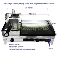 Single Gas Deep Fryer with 12x18 inches burger griller plus heavy duty strainer