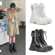 P D3 Women's Martin Boots - Thick-Soled Mid Tube Motorcycle Style | Sizes 35-43