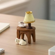 [lzdxwcke3pu] 3 Pieces Frog Rocking Chair Ornament Stress Relief House Tea Table and Cat