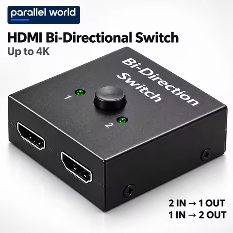 HDMI Switch Splitter 4K@60hz, Aluminum HDMI 2.0 Switcher 2 in 1 Out, HDMI Splitter 1 in 2 Out, Bi-Di