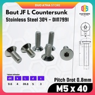 M5x40 Bolt JF L M5 x 40 Stainless / Bolt Verseng M5 x 40 Stainless / Countersunk M5 x 40 Stainless S