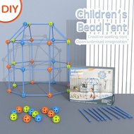 Kids Construction Toys Fort Tent Building Kits DIY 3D Play Tent House Sticks Design Building Tools Assemble Toys Children Gifts