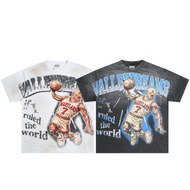 Street Street Street Wear Wash Water Distressed Pure Cotton Street Wear T-Shirt Short Sleeve