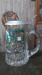 少見早期德國製精美玻璃含蓋啤酒杯面交1880含運1960