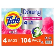 Tide PODS Plus Downy Laundry Detergent, April Fresh, 104 ct 4合1, 洗衣/柔順劑 037000978442