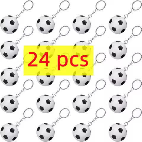 24 Pack White Soccer Keychains,Mini Soccer Stress Ball Keychains,Sports Ball Keychains,School Carniv