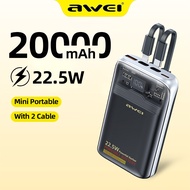 Awei Power Bank 20000mAh 22.5W Fast Charging Digital display Translucent Power Bank