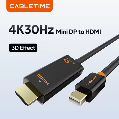 CABLETIME Mini DisplayPort to HDMI Cable Mini DP 1.2 Thunderbolt DisplayPort to HDMI Cable 1080P for