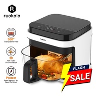 Ruokala Mini Air Fryer LED Digital Touch Screen, Transparent Glass Multi-Function Cooking Air Fryer