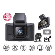 HIKVISION DASH CAM CAR CAMERA K5 4" Touch Screen 4K Front &amp; 1080P Rear Cam with parking monitorning CCTV WEBCAM 70ma