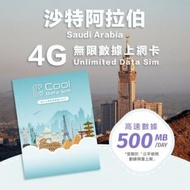 Cool Data Sim - 沙特阿拉伯 4G Sim card 上網卡 - 每日高速數據 【500MB】 後降速至 128kbps【1天】