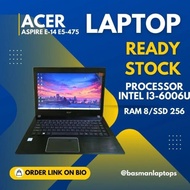 Laptop Acer Aspire E14 E5 475 Core I3 Ram 8 Pakai Ssd Ngebut- Laptop