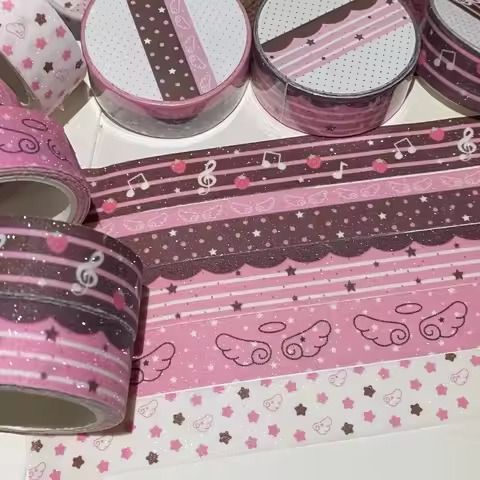 2M Ins Cute Pink Brown Strawberry Tape Flash Sand Hand Account Decorative Tape Collage Planner DIY S