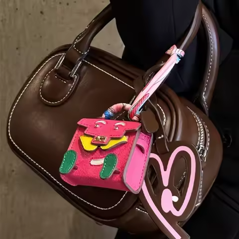 Cute Leather Puppy Mini Bag Charms For Birkin Kelly Handbag Pendant Women's Bags Earphone Case Diy A