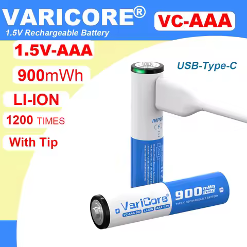 1.5v AAA 900mWh Lithium-ion Rechargeable Battery USB Type-C Charging for Headset Children's Toys Cam