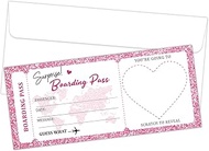 5 Set Surprise Trip Reveal Pink Plane Tickets Boarding Pass Ticket with Envelopes, 3.5"x8"Travel Tic