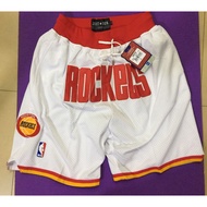 pockets availble new NBA men’s Houston Rockets big logo just don embroidery basketball shorts pants white
