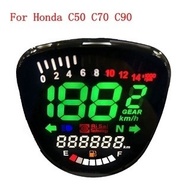 For Honda C50 C70 C90 Motorcycle LED Digital Meter Speedometer Tachometer Assy