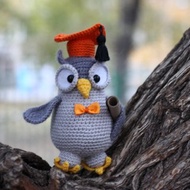 鉤針貓頭鷹，鉤針貓頭鷹毛絨玩具，貓頭鷹玩具，針織貓頭鷹，可愛毛絨貓頭鷹