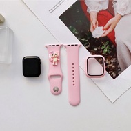 【2 in 1】 3D Cartoon Soft Silicone Strap + Case for Apple Watch 7 6 SE for iWatch Series 7 6 Band Cute Cartoon Watchband Silicone Iwatch Strap Series 6 SE Case