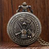 Vintage United States Army Men Women Analogue Quartz Pocket Watch Sweater Chain