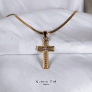 Y2K Iced Cross Pendant Necklace US 10K Gold Unisex Fancy Jewelry with Gold Chain