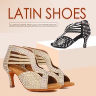 Women Latin Dance Practice Shoes Modern Ballroom Dance Shoes High Heel with Rhinestone Dance Shoes