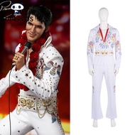 Elvis Presley Cosplay White Costume Set Party Performance Outfit for Kids Adults