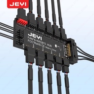 JEYI ARGB PWM 5 Way Fan Hub Addressable 12V 4Pin PWM & 5V 3Pin ARGB 2-in-1 Hub RGB Fan RGB Strip Spl