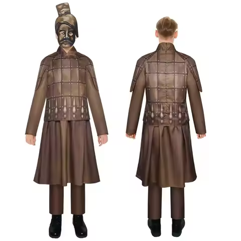 Chinese Ancient Terra Cotta Warriors Cosplay Costume Chinese Warrior Set Men Stage Men Halloween Per