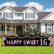 Hiasan Banner Hari Lahir ke-16 untuk Gadis, Hiasan Pesta Hari Lahir Sweet 16, Latar Belakang Hiasan 