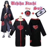 Akatsuki Cape Hooded Cloak Robe Uchiha Itachi Costume Halloween Cosplay Naruto Dress Up