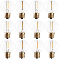 Lxcom Lighting 12 Pack 0.5W G14/G40 LED String Light Bulbs,E17 Screw Base G40 LED Edison Replacement