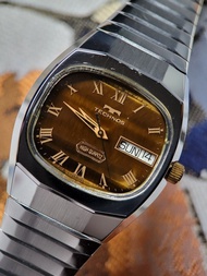 70年代 Technos 天克諾虎眼石面雙歷早期石英錶古董錶復古男錶手表watch