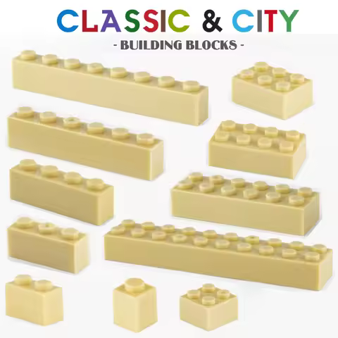 Bulk Building Block 1X8 2X6 2X10 Hole Beige Brick Basic Accessories Creative Education Compatible Br