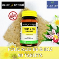 Mason Natural Folic Acid Vitamin B6 & B 12 B-6 B-12 90 Tablets -
