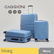 bbag shop : CAGGIONI กระเป๋าเดินทาง รุ่นเวฟ (Wave) C23061 - สีฟ้า [20นิ้ว/24นิ้ว/28นิ้ว] วัสดุPP 100% 4 ล้อ ล้อคู่ หมุนได้ 360 องศา ระบบกุญแจล็อค TSA กระเป๋าเดินทางล้อลาก คาจีโอนี่