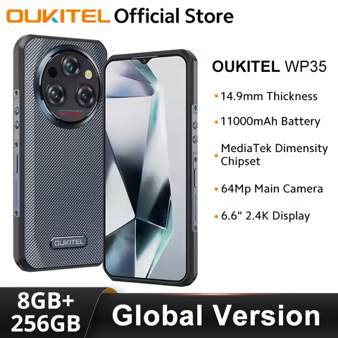 Oukitel WP35 5G Rugged Smartphone 6.6" 2.4K Display MTK Dimensity 6100+ 11000mAh Battery64MP Rear Ca