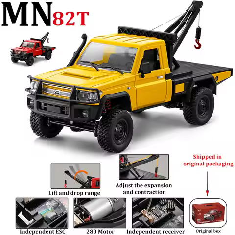 MN82T 1/12 4WD Remote Control Tow Truck: All - terrain Off - road Pickup, with Crane, Upgraded Parts
