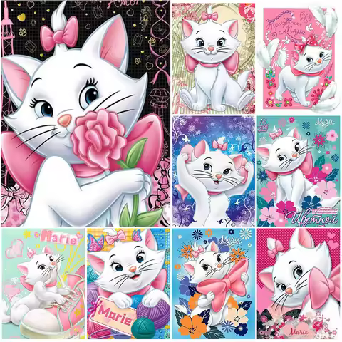 Disney Cartoon 5D Diamond Painting Marie DIY Diamond Embroidery Mosaic Art Rhinestone Home Decor Chi