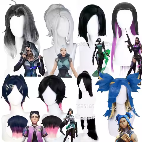 Game Reyna Viper Jett Fade Clove Sage Neon Skye Yoru ISO Killjoy Gekko Cosplay Wig