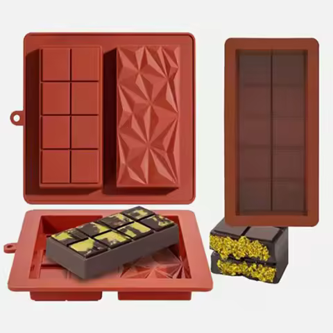 Chocolate Bar Mold Silicone Thick Chocolate Bar Mold Durable Rectangle Pistachio dubai Chocolate Bar