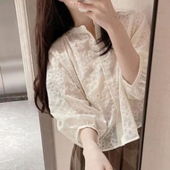 [FLORIDA]women's long-sleeved blouse with floral motif, hijab friendly