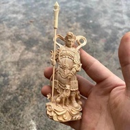 Small Leaf Boxwood Carving Yang Yang Erlang God Small Ornaments Town House Household Dharma Protecto