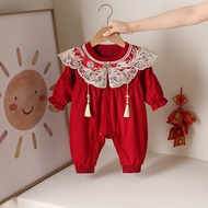 Baby Clothes Chinese Style Red Hundred Days Banquet Dress One Year Old Baby Photo Romper 510yy22