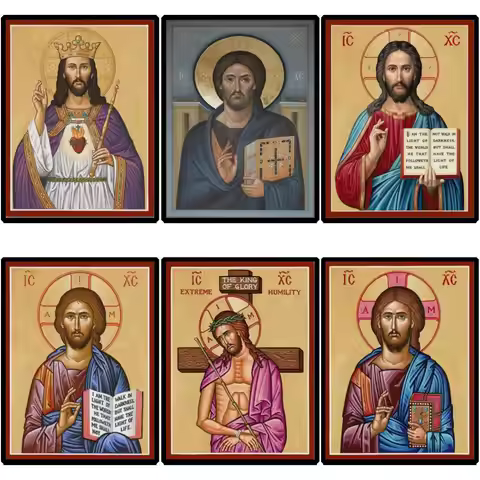 Jesus Christ Icon HD Print the Lightgiver Greek Orthodox Pantocrator Byzantine Canvas Wall Art for H